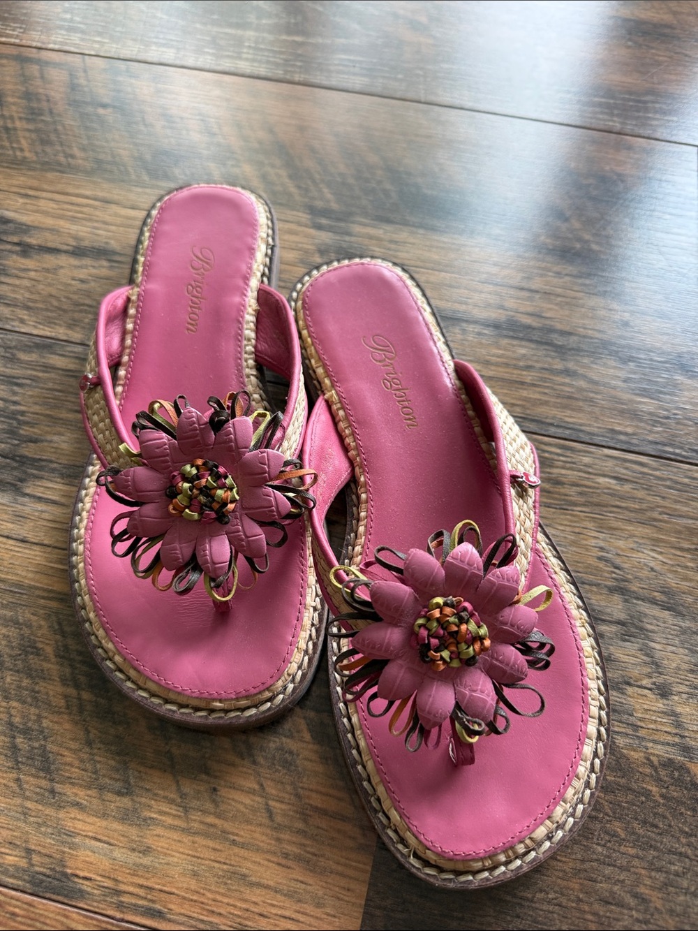 Brighton Pink Floral Wedge Sandals
